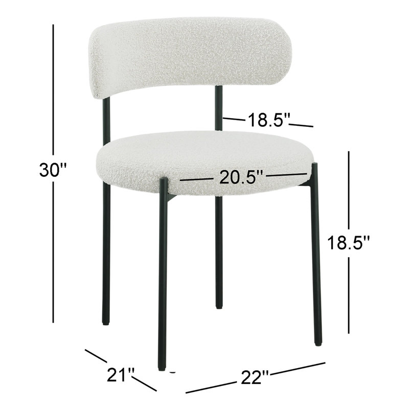 Chaise d'appoint Sherwood, Crème Boucle, Noir mat