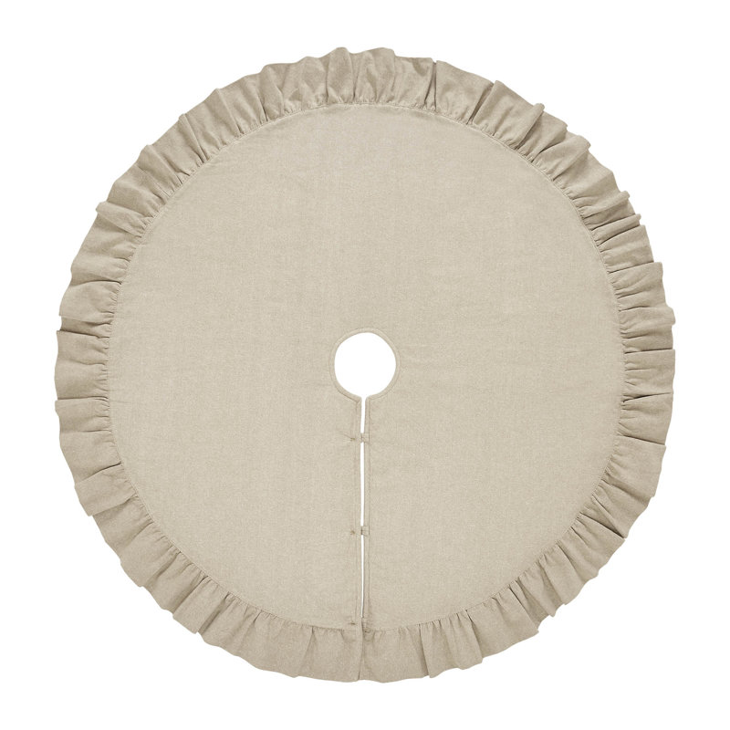 48" Cream and Gray Striped Cotton Tree Skirt