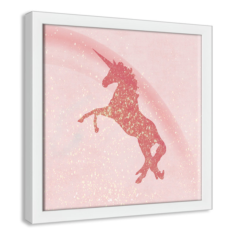 Paillettes licorne 2, H 13 po x l 13 po x P 1,19 po, Cadre boîte champagne clair