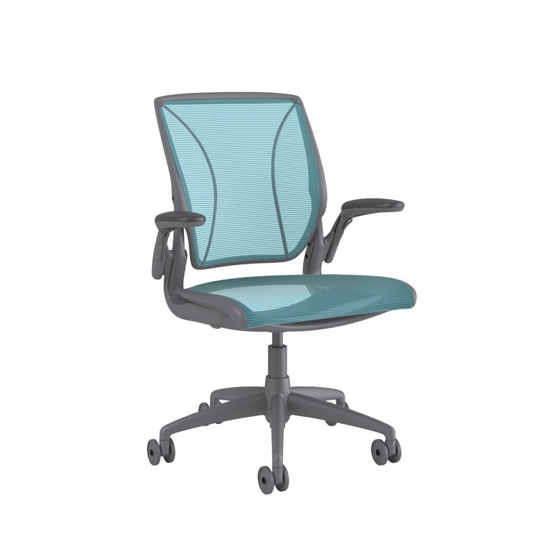 Chaise de travail World, Gris, Cyan, Réglable