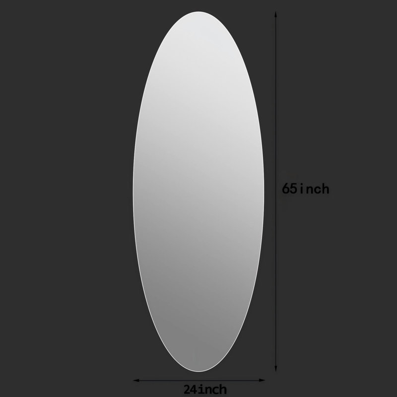 Miroir ovale 65 "x 24", transparent, incassable, pour la maison et le salon, 65" x 24"