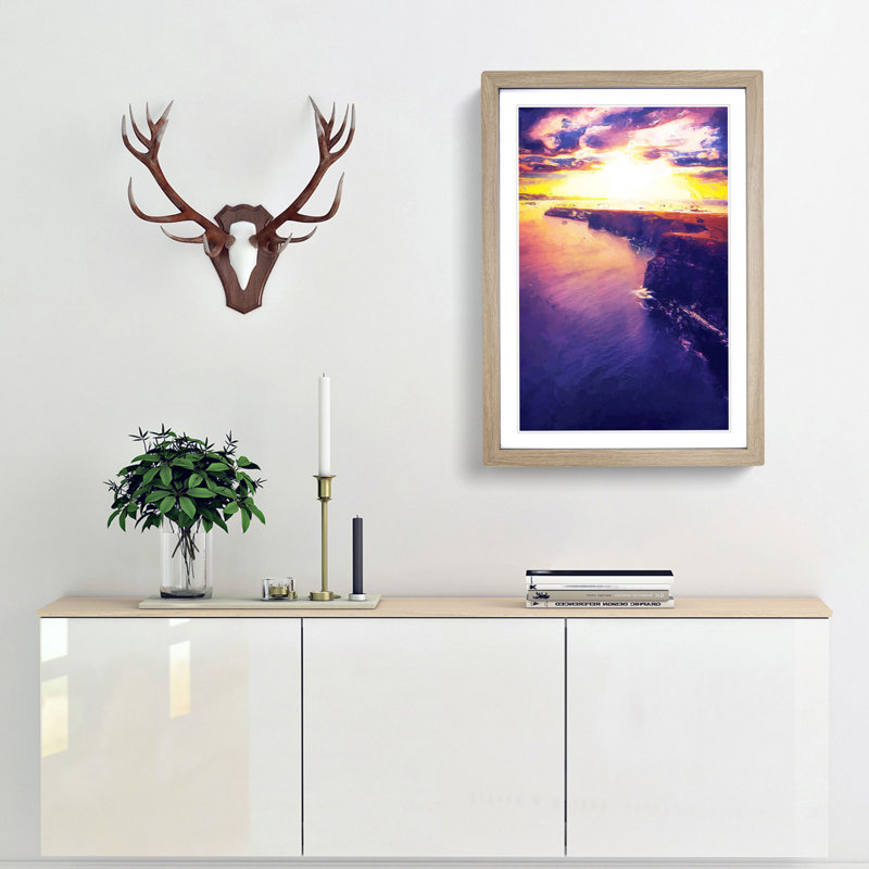 Sunset - Picture Frame Graphic Art Print, 87cm H x 62cm W x 2cm D, Oak Framed
