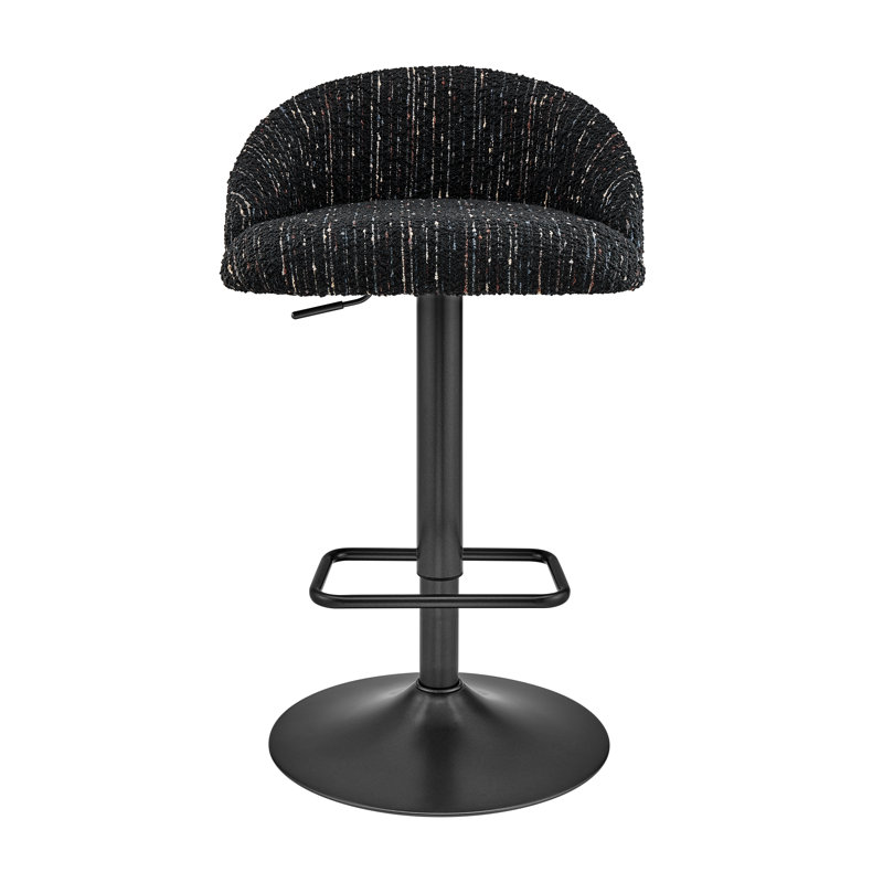 Felomina Fabric Gaslift Swivel Bar Stool, Black