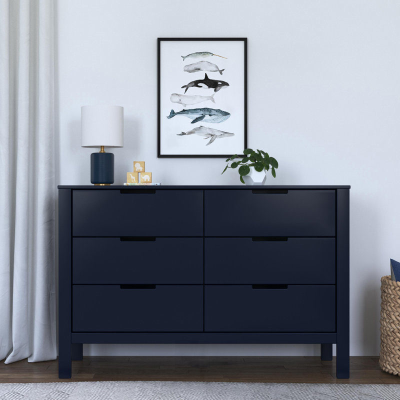 Navy Double Nursery Dresser with Six Drawers