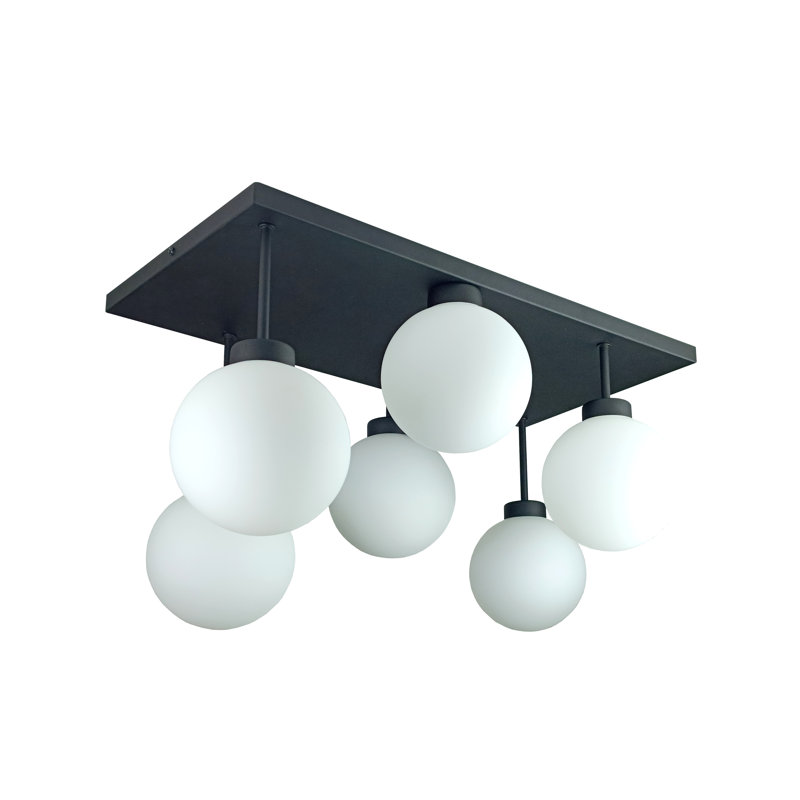 Alexzander Glass Semi Flush Mount, Black, White