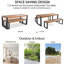 3 chaises de patio, en bois et en acier, toutes saisons, pour l'intérieur et l'extérieur, variations naturelles, installation rapide