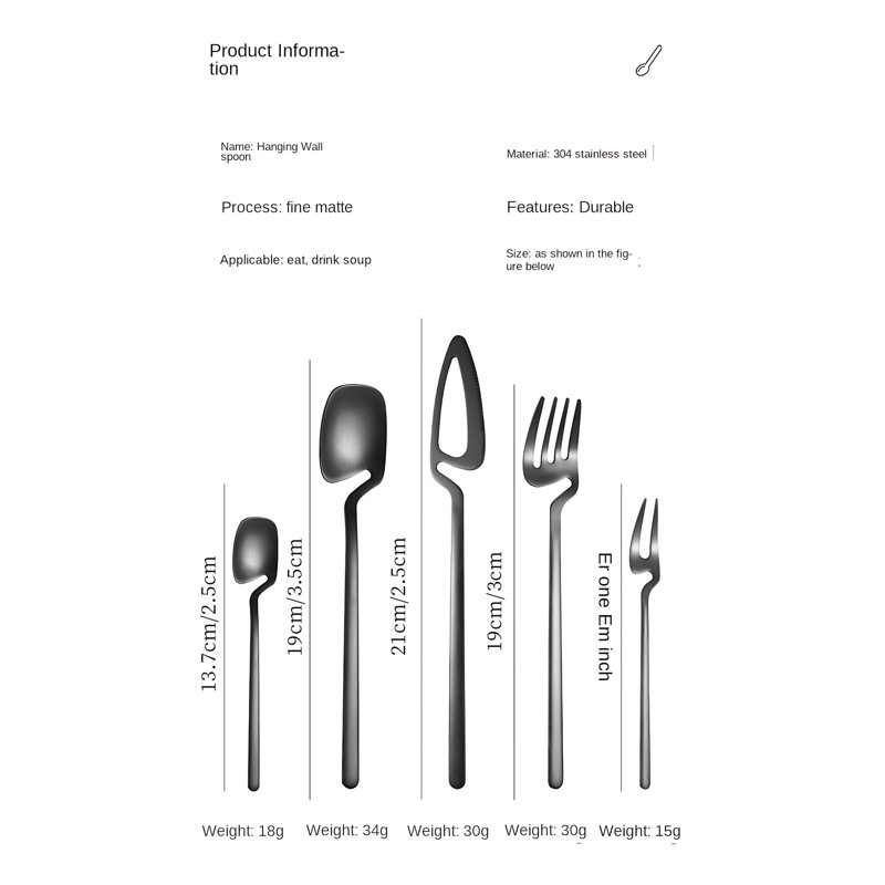 304 Stainless Steel Sandblasted Hanging Cup Cutlery Set - 20 Piece Knife Fork Spoon Coffee Spoon For Western Dining