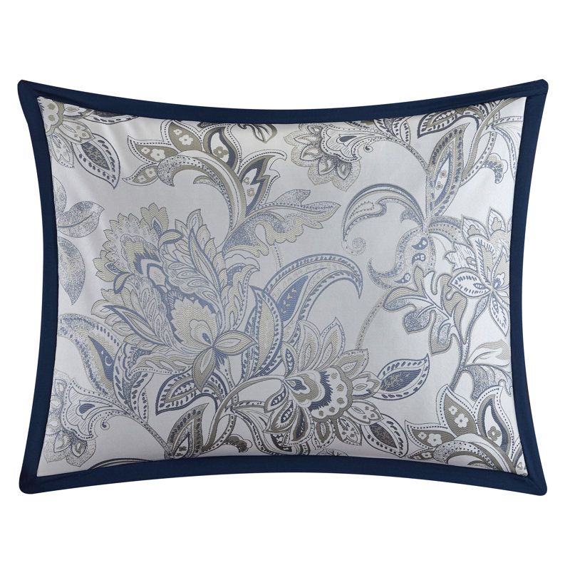Ensemble d'édredon réversible en microfibre bleu marine 7 pièces Elisia, Édredon très grand californien et 7 pièces supp