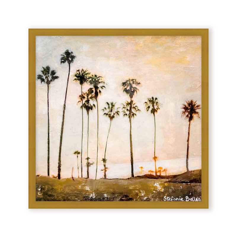 Golden Hour Glow Acrylic Painting Print, 24" H x 24" W x 1.125" D, Framed Print, Gold