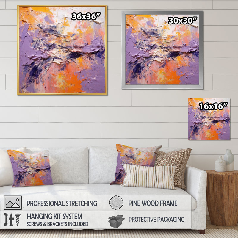 Evolving mouvements abstrait expressionnisme I - peinture murale abstraite, Toile tendue, H 16 po x l 16 po x P 1 po