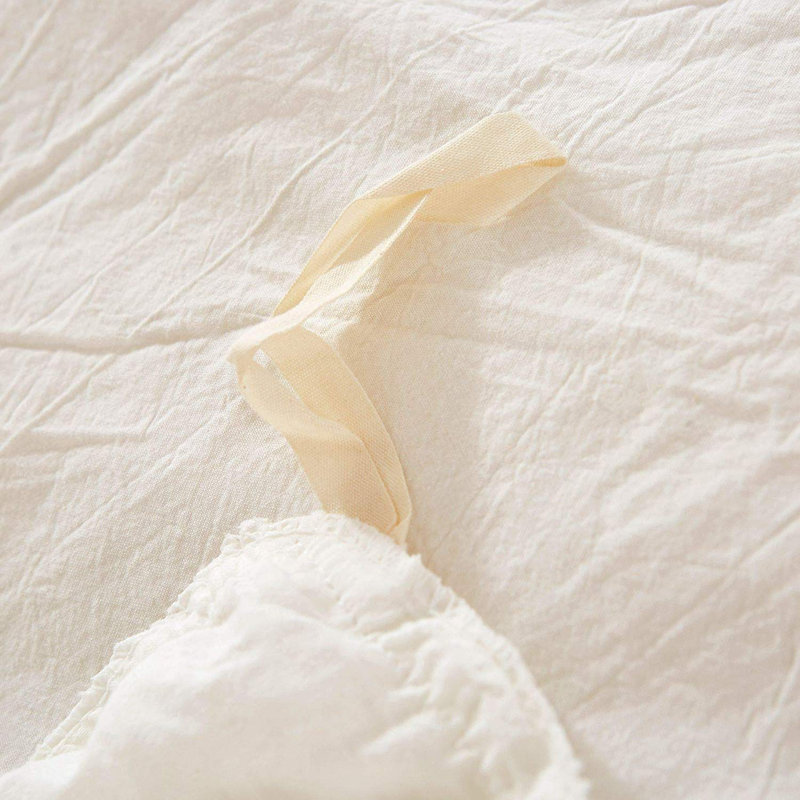 Duvet Cover_pompom Cotton Twill Duvet Cover, Queen Duvet Cover + 2 Pillow Cases, White