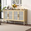 Natural Tone Sideboard With Adjustable Shelves And Pine Wood Home Entertainment Inlays Storage-1668775252
