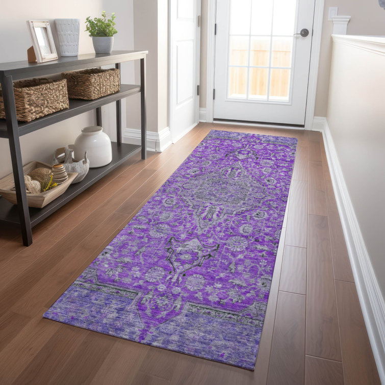 Machine Washable Indoor/Outdoor Claudian ACN1651 Purple Rug