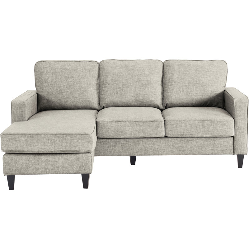 Canapé modulaire réversible avec méridienne Serta Harmon, Gris clair cendré, Accoudoirs carrés
