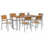 7 Piece Garden Dining Set Grey Steel-1246763857