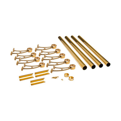 Outwater 2" Diameter X 32 Feet Long Solid Brass Bar Mount Foot Rail Kit – Antique Brass Finish