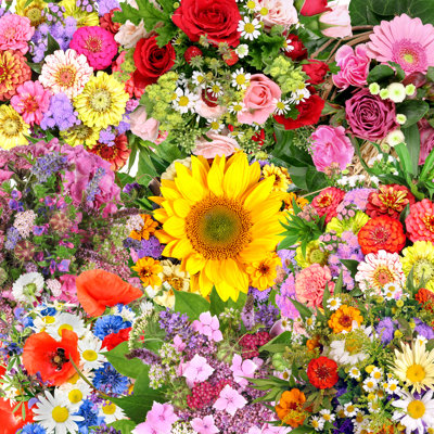 Flower Bouquets Background - Wrapped Canvas Print