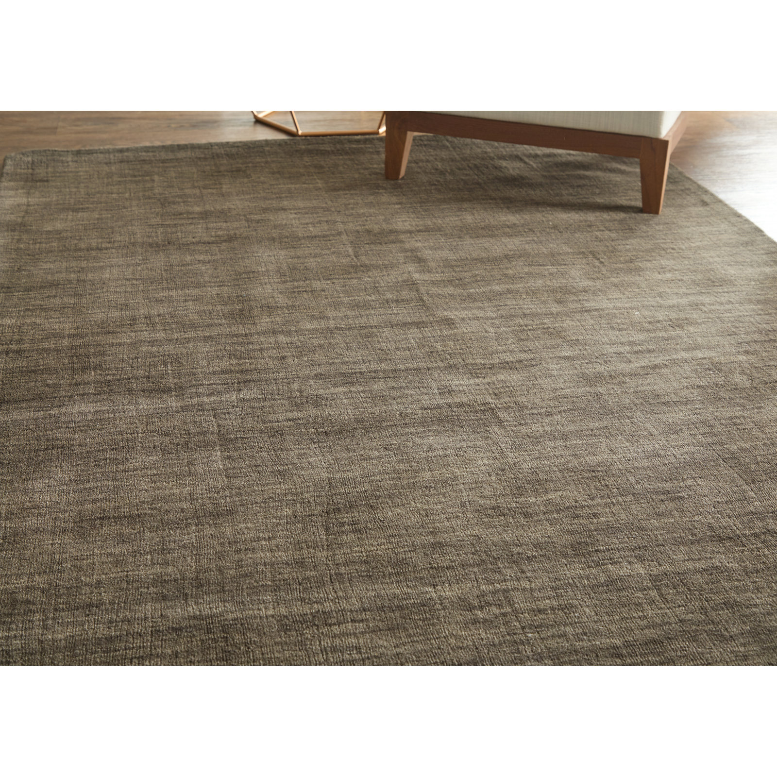 Lineville Dark Gray Hand-Woven Wool Rug, Rectangle 5' x 8'