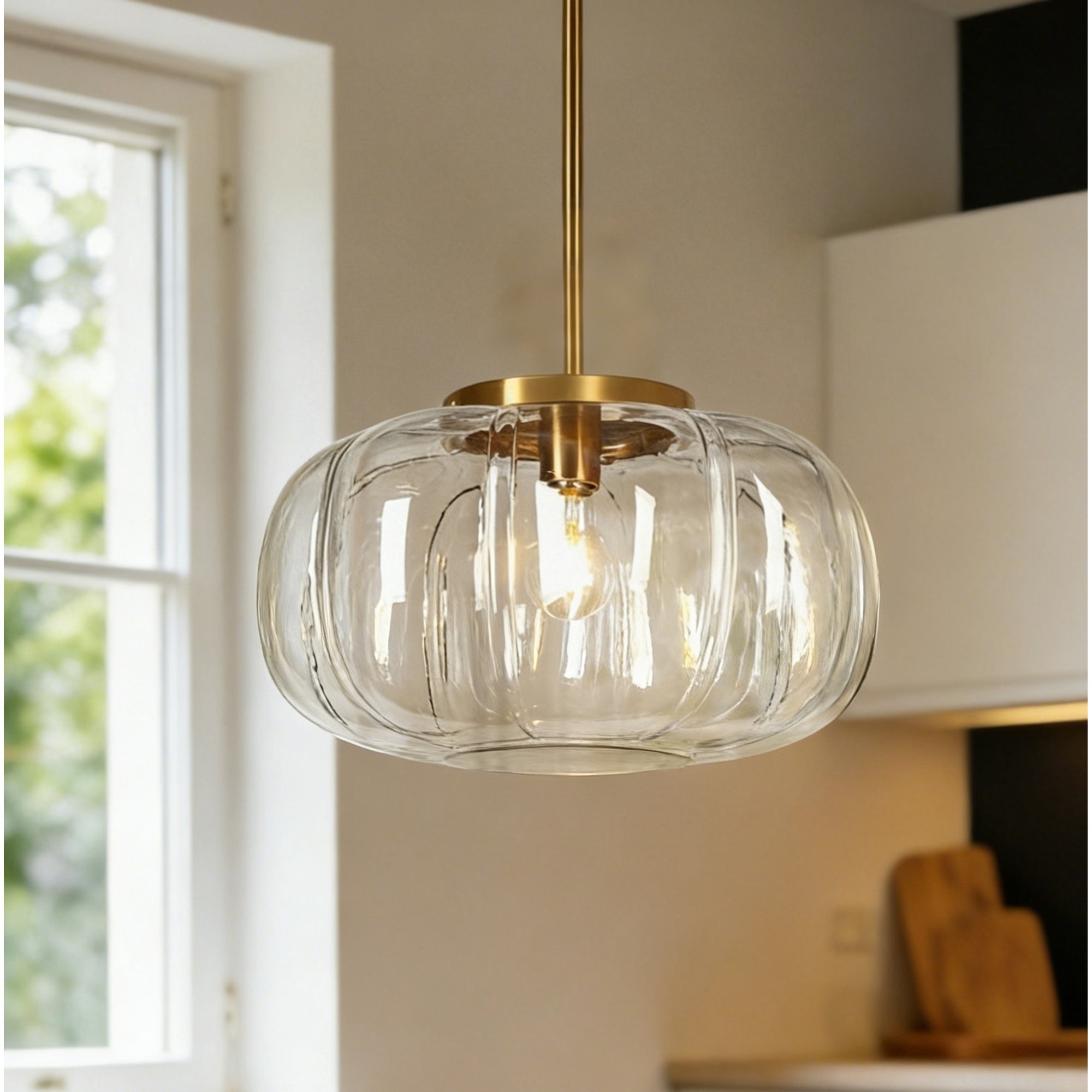 Beltran 15" Width 1-Light Dome Pendant Light, Transparent