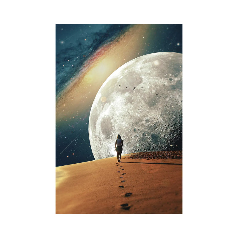 Alone with the Moon II 1 Piece Wall Art on Canvas, 101.6cm H x 66.04cm W x 3.81cm D, Wrapped Canvas