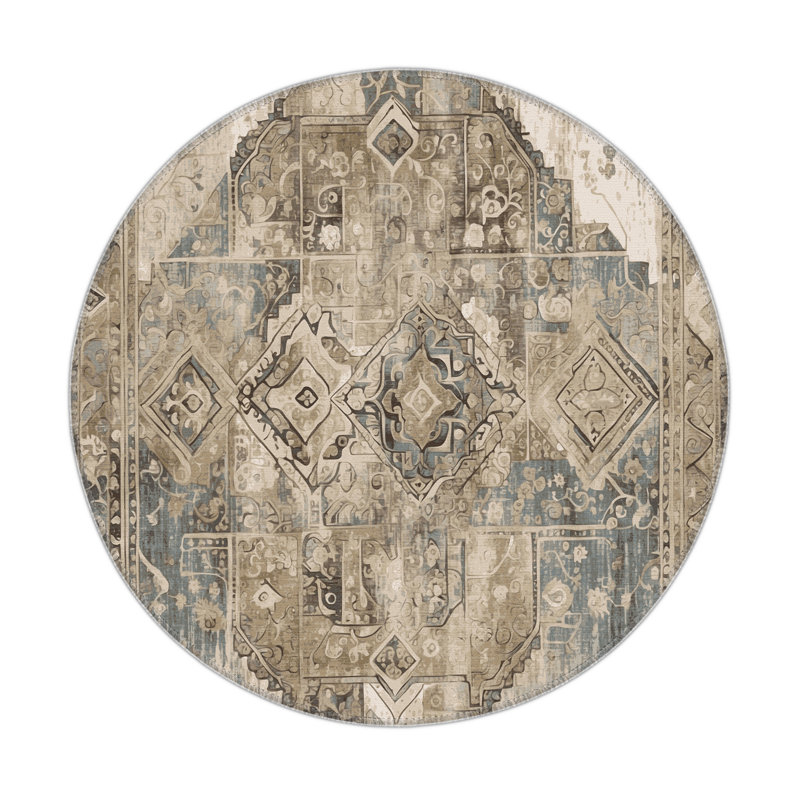 Heritage Bloom Indoor And Outdoor Area Rug, Round 5'