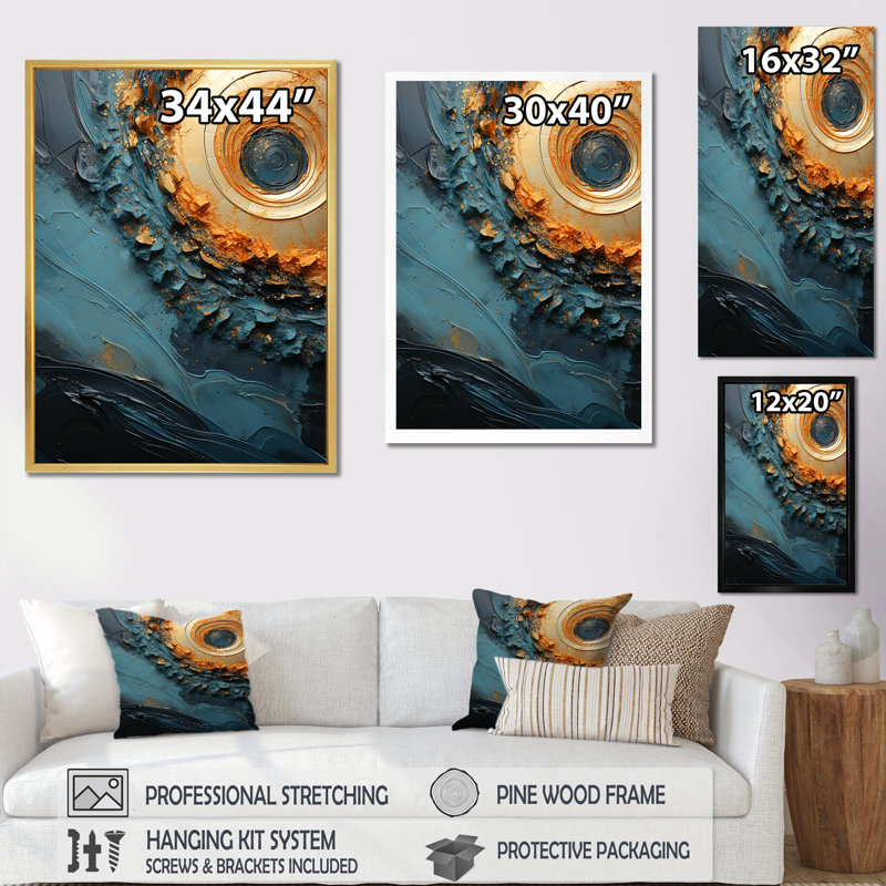 Desert Mirage Vortex II - Abstract Spirals Wall Decor, Toile tendue, 40" H x 30" W