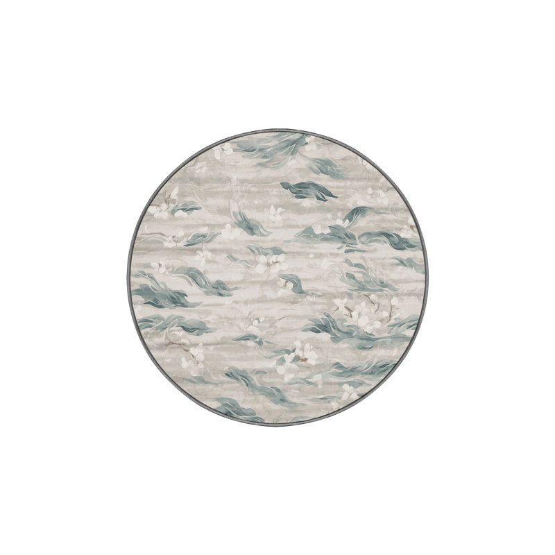Machine Washable Gray Area Rug, Round 3'