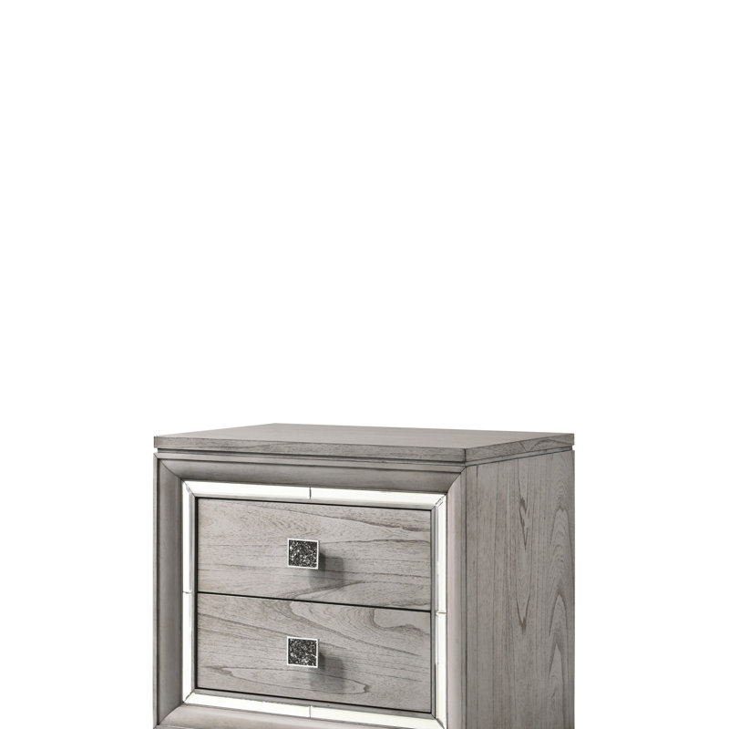 Mirrored Accents - Nightstand - Grey