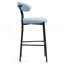 Tabouret de bar 26 po à hauteur de comptoir avec housse en tissu pour îlot de cuisine avec base thermolaquée noire et repose-pieds (Bleu)
