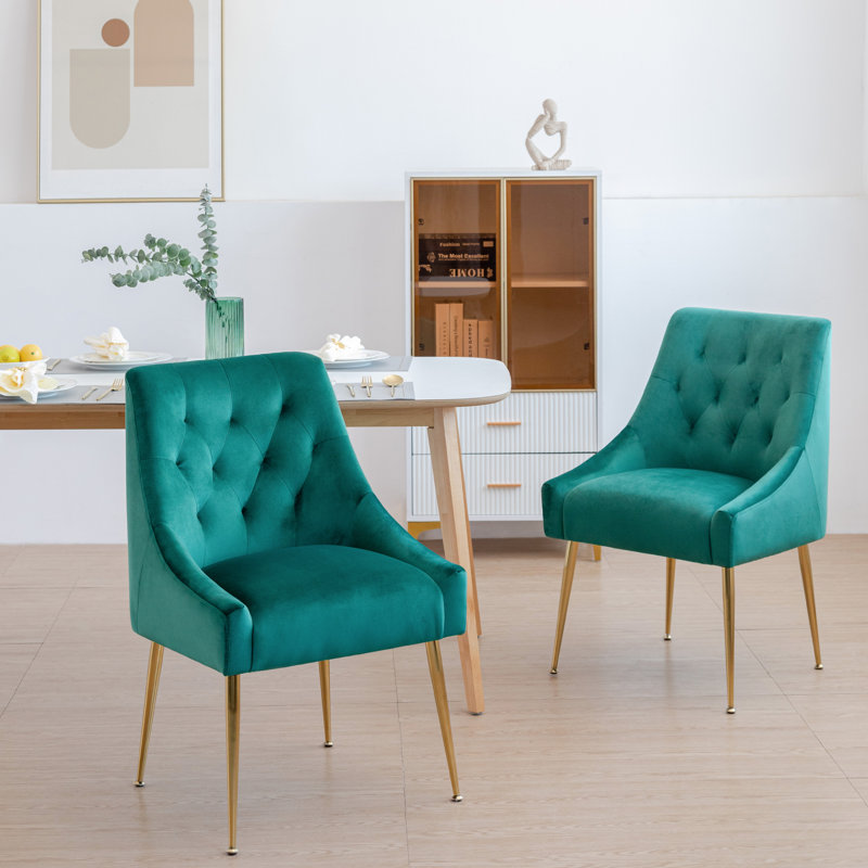 Chaise parsons en velours Julietta, Turquoise