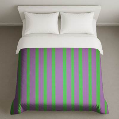 Housses de couette à rayures mauves et vertes