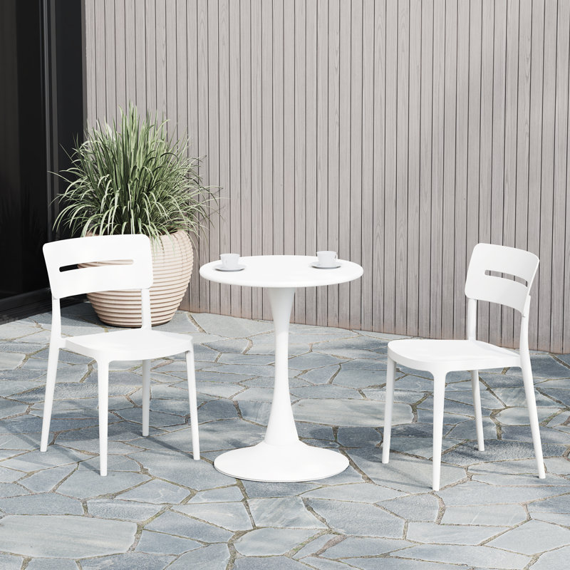 2-Person Outdoor Round Dining Set, White