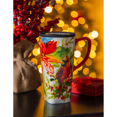 Tasse de voyage en céramique 17 oz Cardinal and Berries