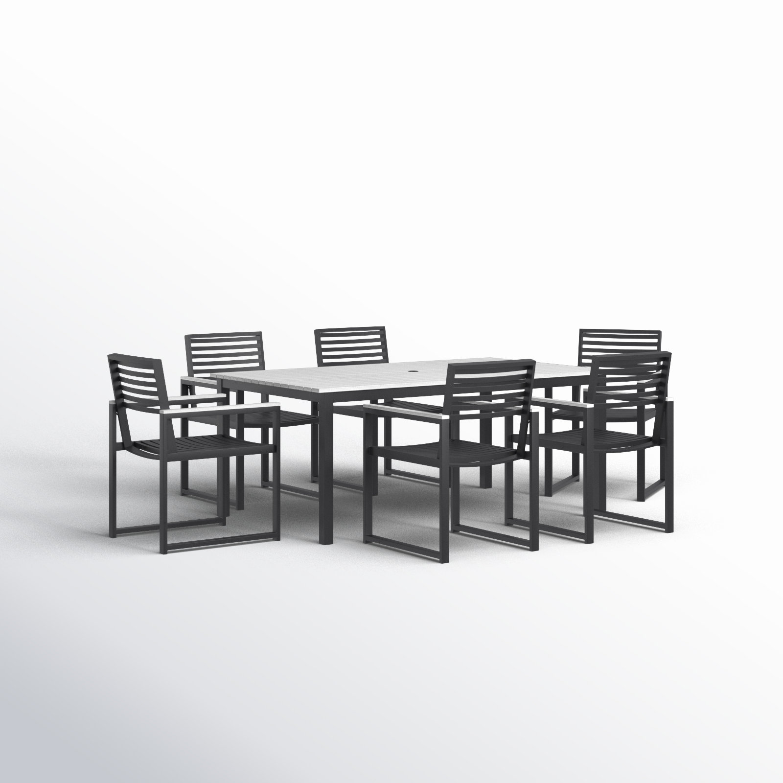 Townsend 72'' Rectangular 6-Person Outdoor Dining Set, White/Dark Gray
