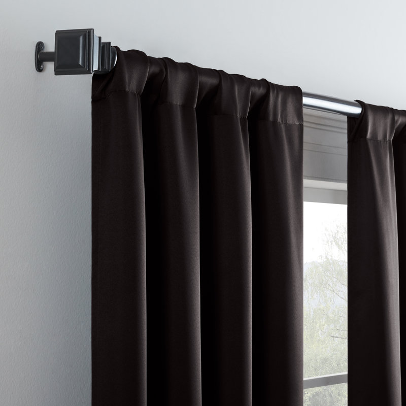 Black Polyester Blackout Rod Pocket Curtain Panel, 37x63