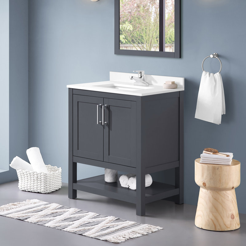 Ensemble de meuble-lavabo simple 30 po Sharol, Gris