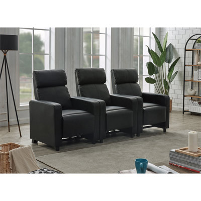 Ensemble de cinéma maison rembourré capitonné à 3 fauteuils en noir
