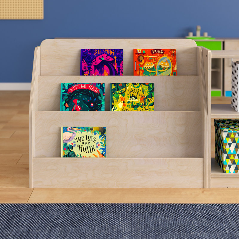 Kids Brown Wooden 3-Tier Book Display Shelf