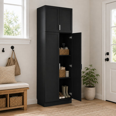 Armoire de rangement de 230 cm de hauteur avec 4 portes, 2 tablettes et un kit antibasculement
