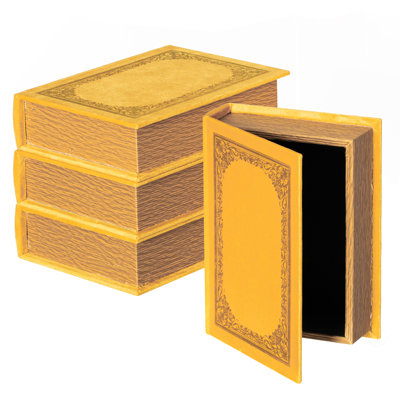 Ensemble de 4 boîtes de rangement décoratives en forme de livre rétro, vert antique