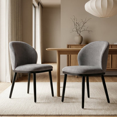 Ensemble de 2 chaises de salle à manger rembourrées avec pieds en bois massif