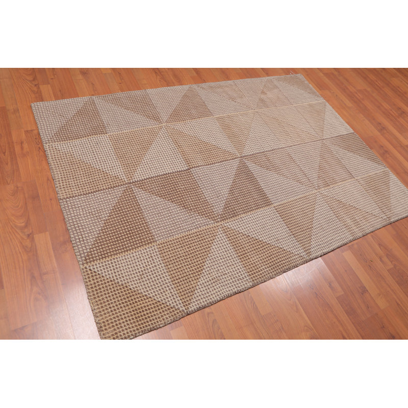 Tapis beige en laine touffeté fait main Hafer