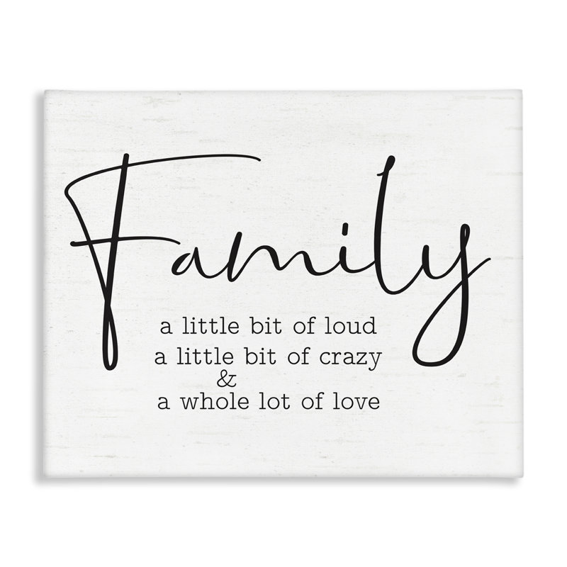 «Loud Crazy Love Family», art mural sur toile par lettré et doublé, H 36 po x l 48 po