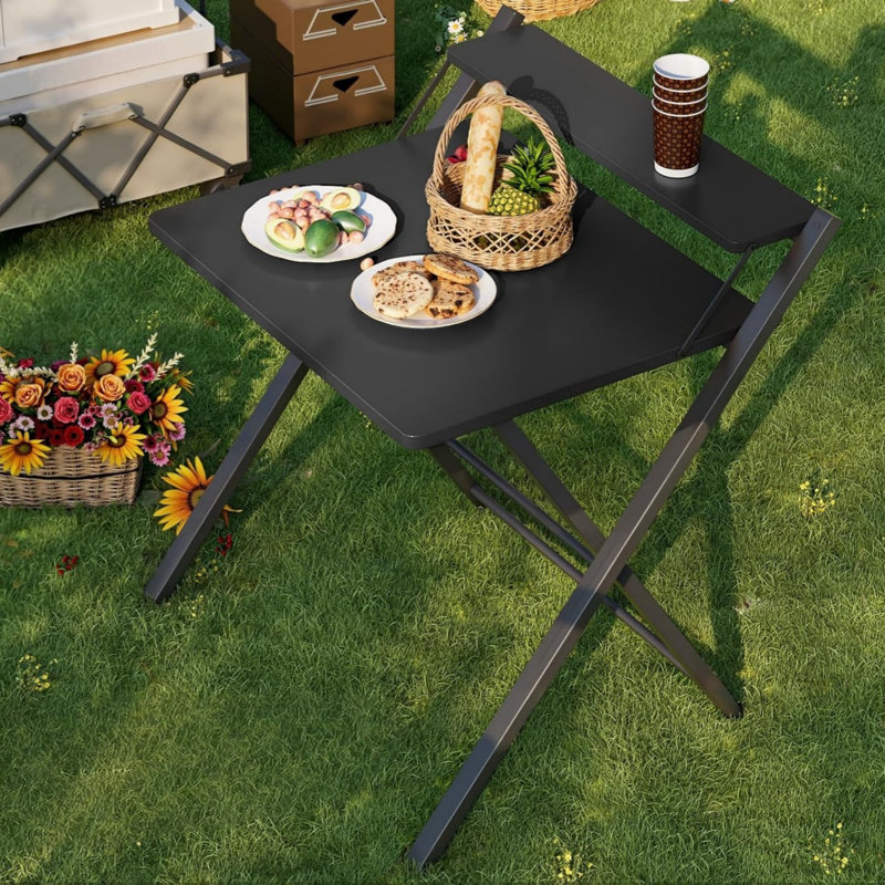 69.5cm Folding Table, 100 cm H x 69.5 cm L x 45 cm D, Black