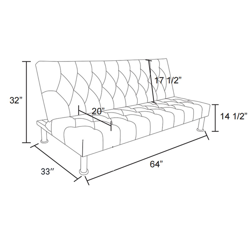 Lambrecht 64'' Faux Leather Black & White grid Sleeper Sofa, Black/White Faux Leather