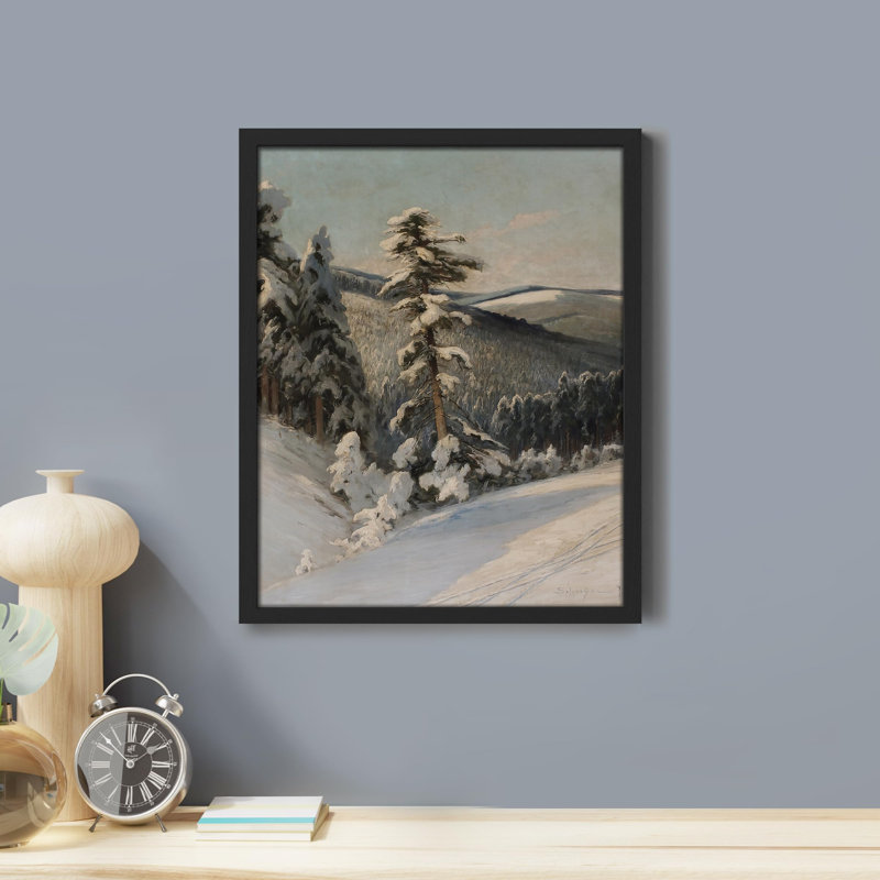 " Pine Covered With Snow ", 10" H x 8" W, Black