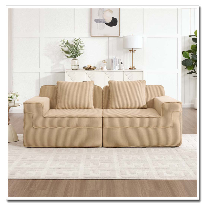 Causeuse modulaire à 2 places sans siège, canapé modulaire Cloud avec assise profonde, Chameau