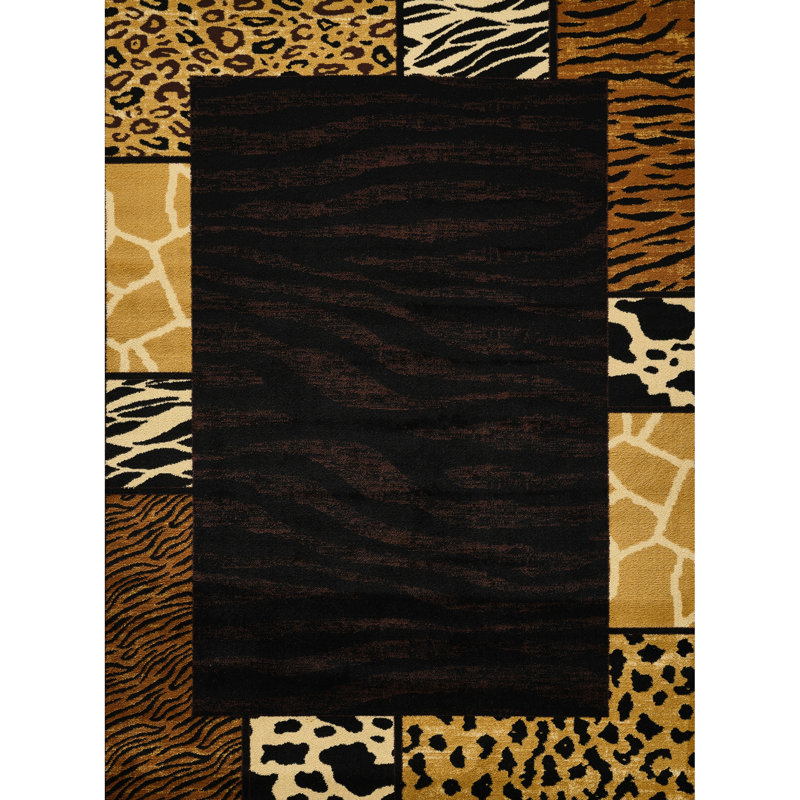 5 pi 3 po Tapis à imprimé léopard noir By 7, esthétique rustique, décor à la machine 87 x 63