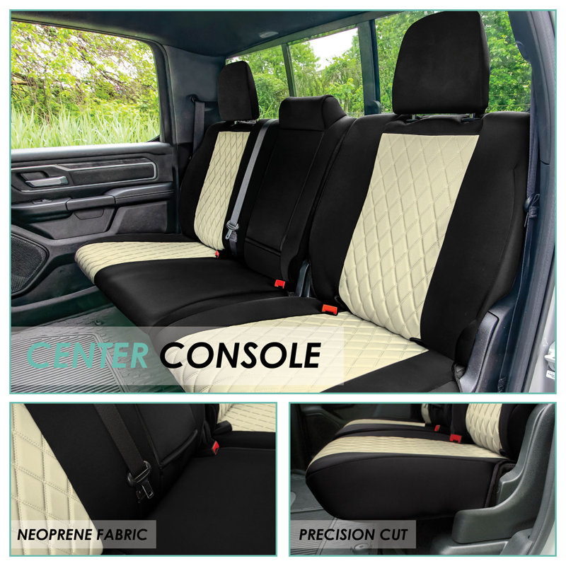 Neoprene CustomtoFit Seat Covers for 2019 to 2022 Dodge RAM 1500 Rear Set, Beige