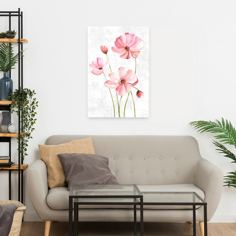 Jolie fleur rose printanière contemporaine, H 24 po x l 16 po